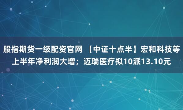 股指期货一级配资官网 【中证十点半】宏和科技等上半年净利润大增；迈瑞医疗拟10派13.10元